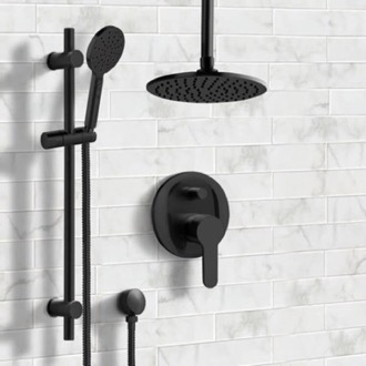 Shower Faucet Matte Black Ceiling Rain Shower System with Handheld, Rainfall Shower Head, Shower Faucet Set Remer SFR59